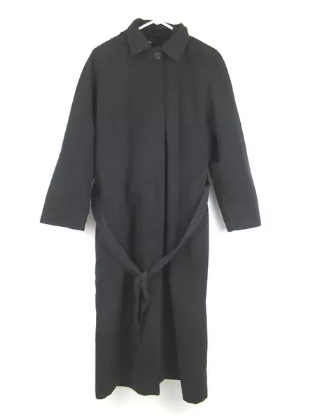 Women's Black Hooded Trench Coat Size 12P Pockets Nylon Lining