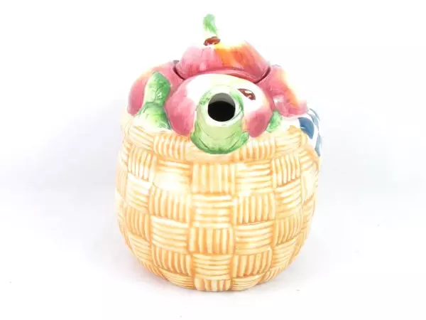 Vintage Certified International Teapot Apple Basket Ceramic Medium Brown