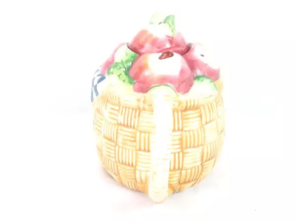 Vintage Certified International Teapot Apple Basket Ceramic Medium Brown