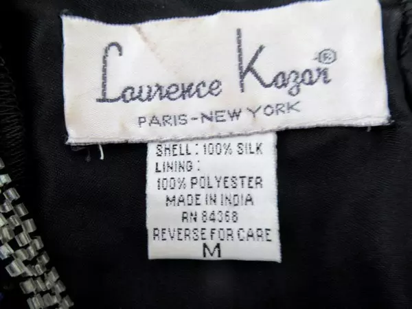Vintage Laurence Kazar Top Blouse Shirt Black Beading Women's Size Medium