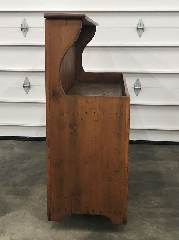 Antique Dry Sink Basin High Back Wood Cabinet Brown Bar Early 1900s American