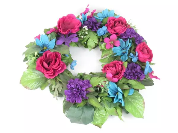 Bright Spring Time Wreath Wall Door Decor Artificial Flower Ivy Violet Hydrangea