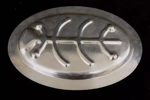 PSCO Turkey Platter Serving Tray Tree Design Holiday Dinner Ham Silver Metal