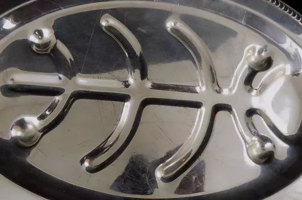 PSCO Turkey Platter Serving Tray Tree Design Holiday Dinner Ham Silver Metal