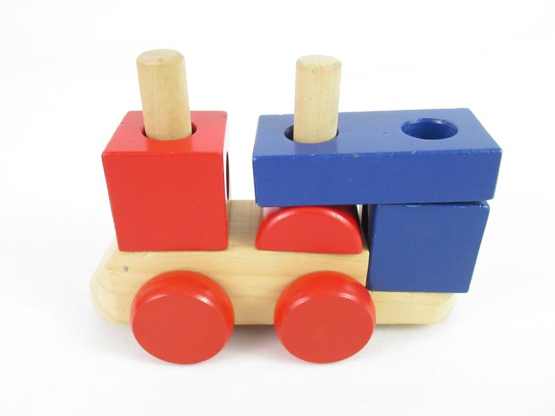 Lot Of 58 Red And Blue Wood Building Blocks Plus 1 Train Piece Melisa and Doug
