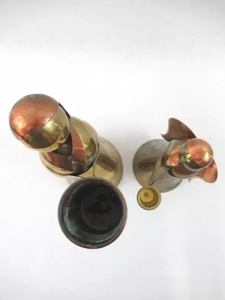 Lot of 2 Vintage Candle Holders Angels Brass Copper Taper Holiday