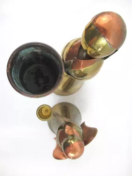 Lot of 2 Vintage Candle Holders Angels Brass Copper Taper Holiday