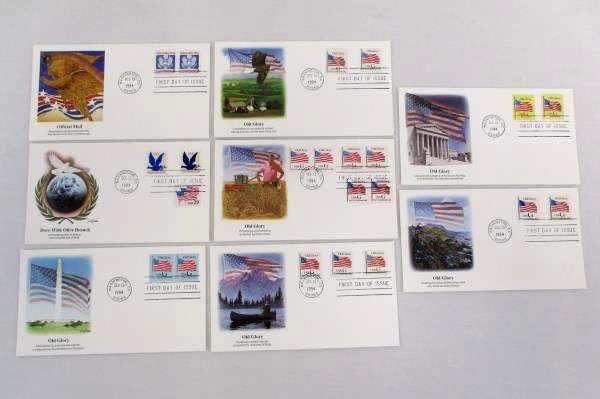 Lot of 8 FDC / FDI December 13, 1994 Official Mail United States