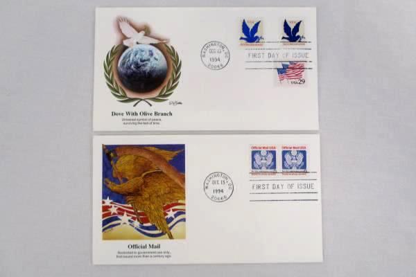 Lot of 8 FDC / FDI December 13, 1994 Official Mail United States