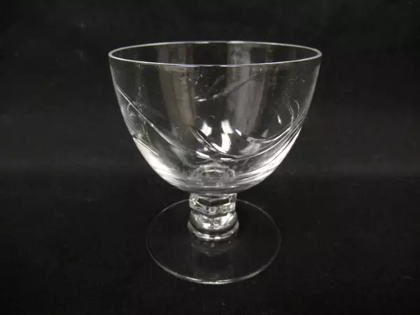Set of 2 Tiffin Glasses Etched Small Cocktail Glasses Martini Wine Stem 3.5"