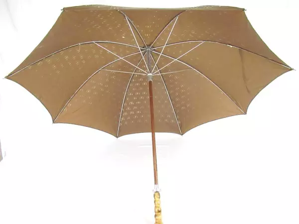 Vintage McDonald's Umbrella Brown Golden Arches Wood Shaft Cracked Collect Only