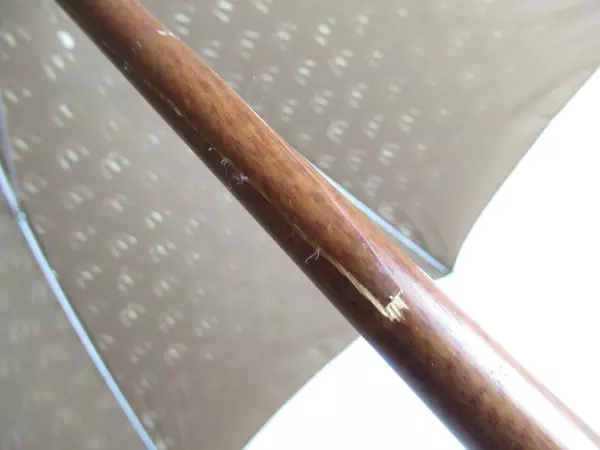 Vintage McDonald's Umbrella Brown Golden Arches Wood Shaft Cracked Collect Only