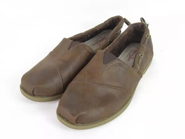 BOBS from Skechers Loafers Memory Foam Leather Insole Brown Flannel Sz W 8.5