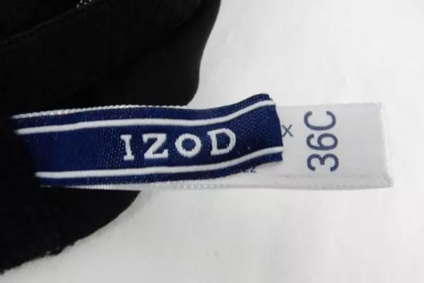 Izod Black Underwired Bra Women's Size 36 C Mesh Accent Hook & Eye Closure