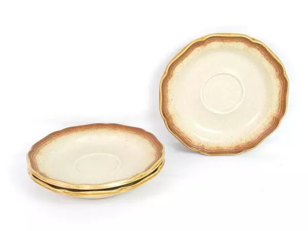 Mikasa Stoneware 3 Coffee Cups and 3 Saucers Whole Wheat Pattern E8000