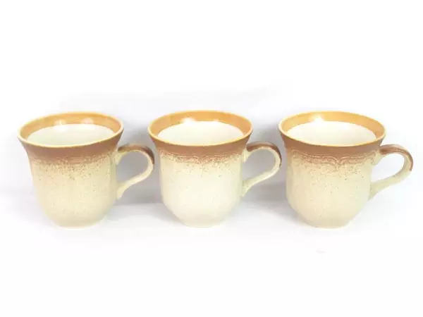 Mikasa Stoneware 3 Coffee Cups and 3 Saucers Whole Wheat Pattern E8000