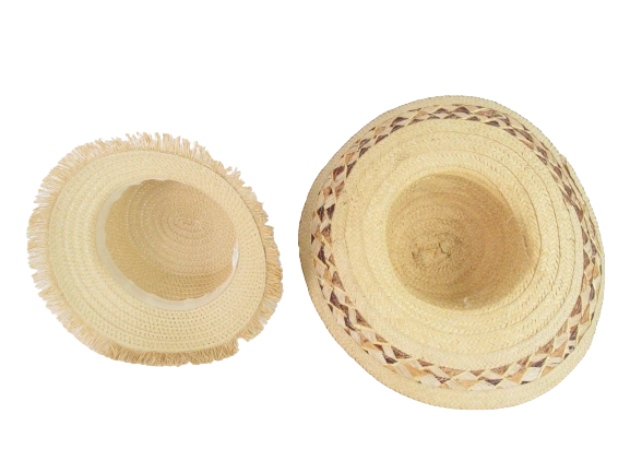 Lot of 2 Wide Brim Sun Hat and Paper Straw Hat Women's Summer Beach Casual