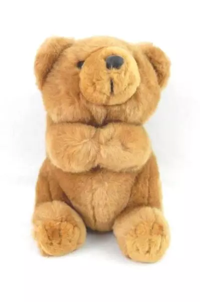 Vintage Sugar Loaf Stuffed Bear Plush Doll Brown Soft Praying Hands