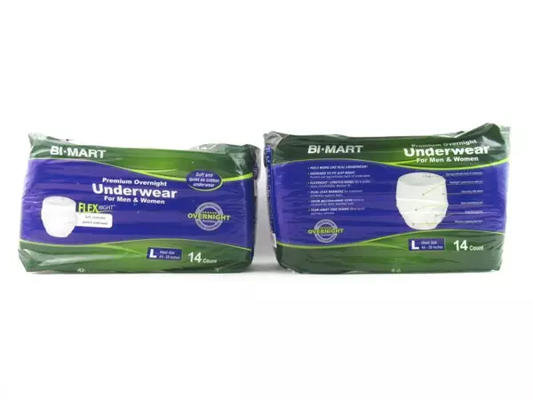 Lot of 2 BiMart Underwear Premium Overnight Unisex Odor Control Size L 14 Ct