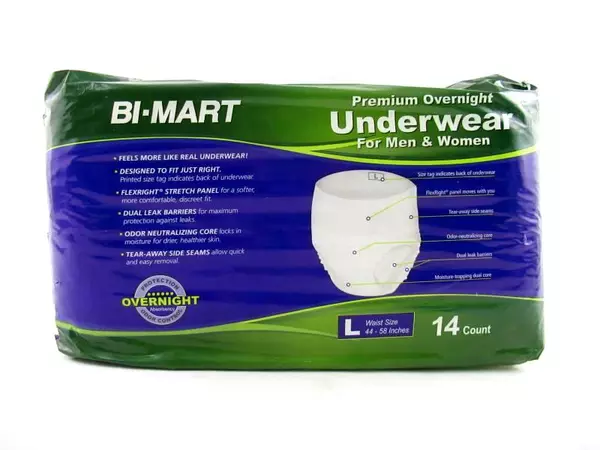 Lot of 2 BiMart Underwear Premium Overnight Unisex Odor Control Size L 14 Ct