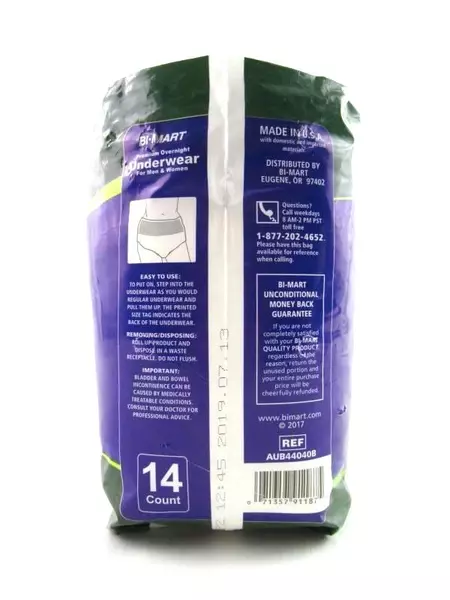 Lot of 2 BiMart Underwear Premium Overnight Unisex Odor Control Size L 14 Ct