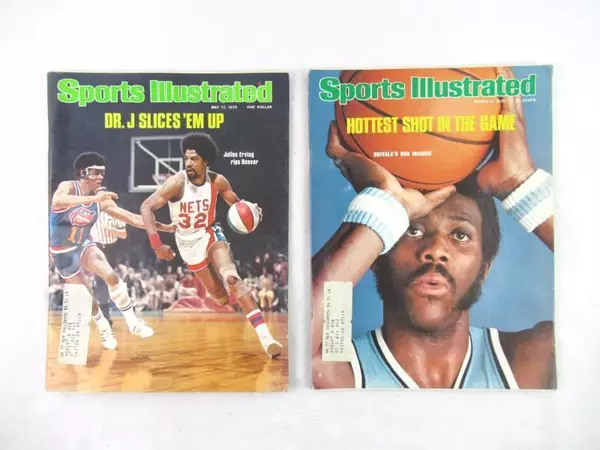 Lot of 4 Vintage Sports Illustrated 1976 Basketball College NBA Dr. J Bob McAdoo