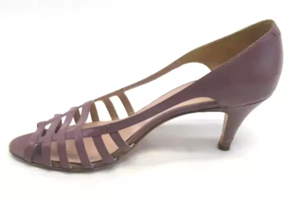 Vintage Evan Picone Purple Heels Women's Size 8.5 M Leather Peep Toe