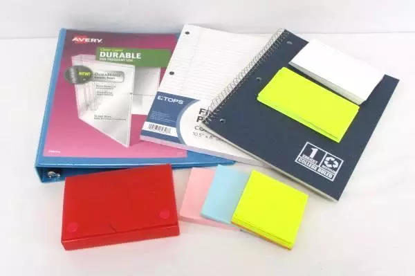 Back To School Supply Lot 1 Inch Avery Binder Index Cards Notebook Paper