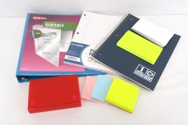 Back To School Supply Lot 1 Inch Avery Binder Index Cards Notebook Paper