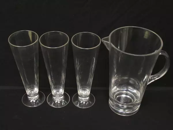 Acrylic Or Plastic Beer Pitcher With 3 Pilsner Beer Glasses