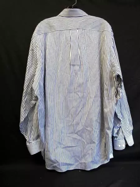 Button Up Shirt Dress Shirt By Kirkland White Blue Long Sleeve Men's Size 18-36