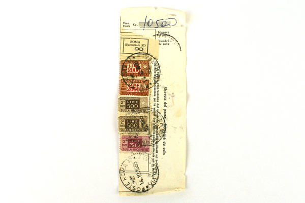Lot Of Five Vintage Postage Stamps From Italy With A Parcel Receipt Dated 1966