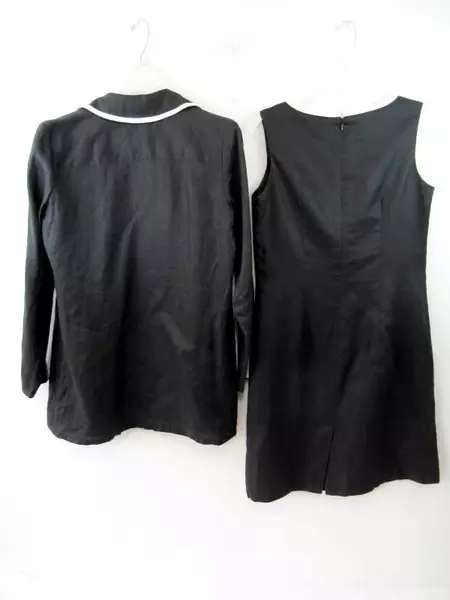 Coldwater Creek Dress Jacket Set Linen Sleeveless Black White Women's Size 6