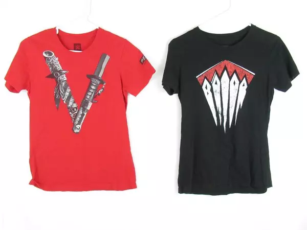 Lot of 2 WWE Graphic Tee Shirts Women's Size M Shinsuke Nakamura and Finn Balor