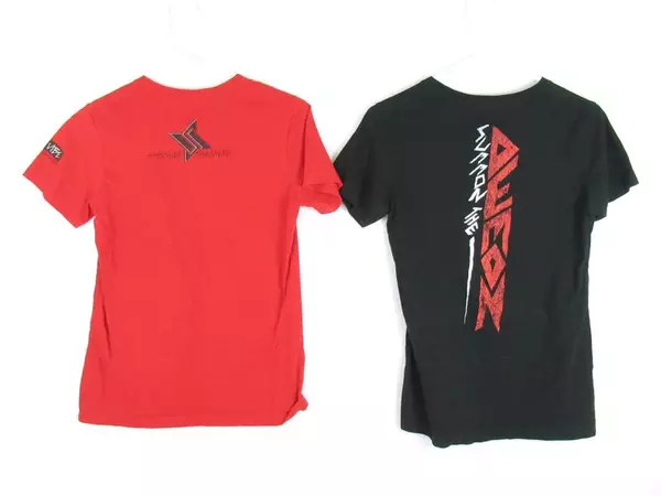 Lot of 2 WWE Graphic Tee Shirts Women's Size M Shinsuke Nakamura and Finn Balor