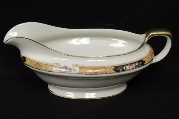 Vintage Hopewell HPW3 Gravy Boat Off White Warranted 18 K Gold Handle