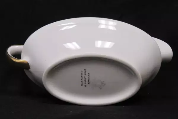 Vintage Hopewell HPW3 Gravy Boat Off White Warranted 18 K Gold Handle