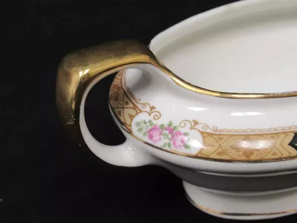 Vintage Hopewell HPW3 Gravy Boat Off White Warranted 18 K Gold Handle