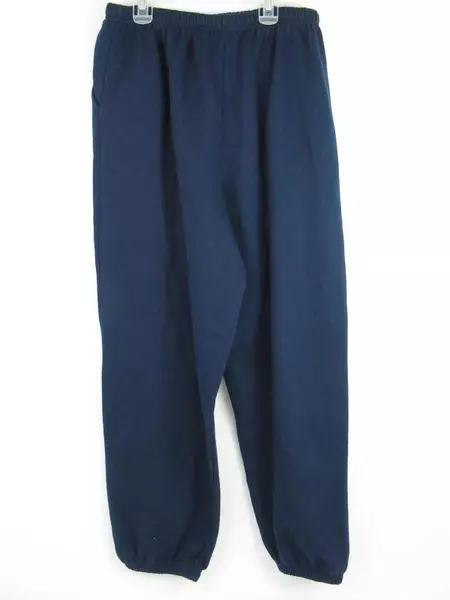 Vintage Blair Women's Cinched Hem Sweatpants Fleece Lined Size Large Navy Blue