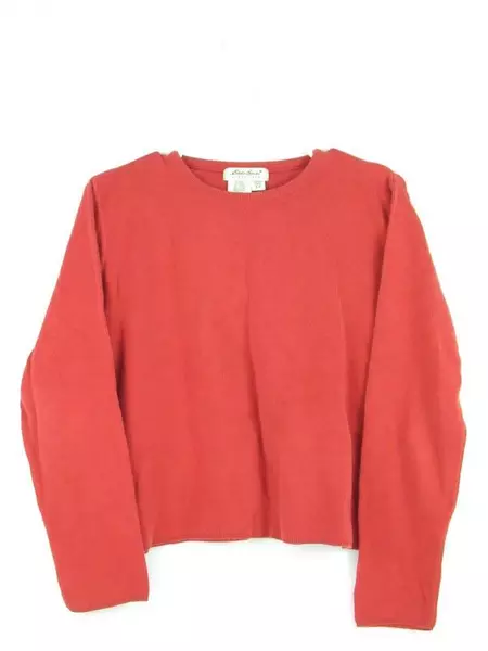 Vintage Eddie Bauer Knit Sweater Red 100% Cotton Size Small Petite