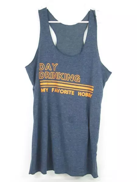 Day Drinking My Favorite Hobby Graphic Tank Top Women's Size S Racer Back Loose