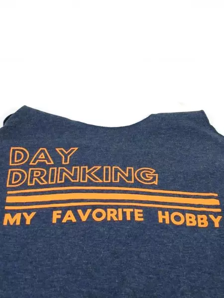 Day Drinking My Favorite Hobby Graphic Tank Top Women's Size S Racer Back Loose