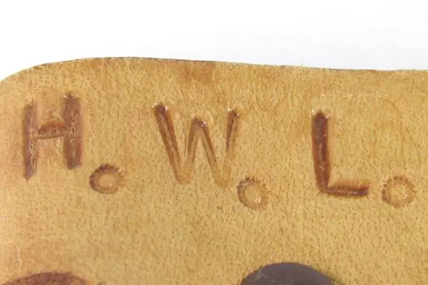 Vintage Embossed Leather Belt Initialed H.W.L Light Brown Southwestern Pattern