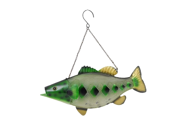 Hanging Green And Gold Metal Mesh Fish Wall Art Piece