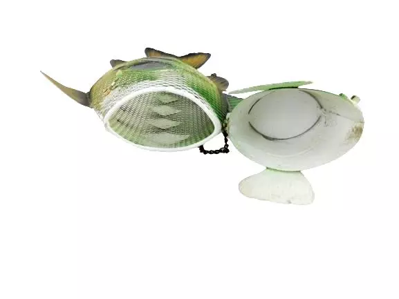 Hanging Green And Gold Metal Mesh Fish Wall Art Piece