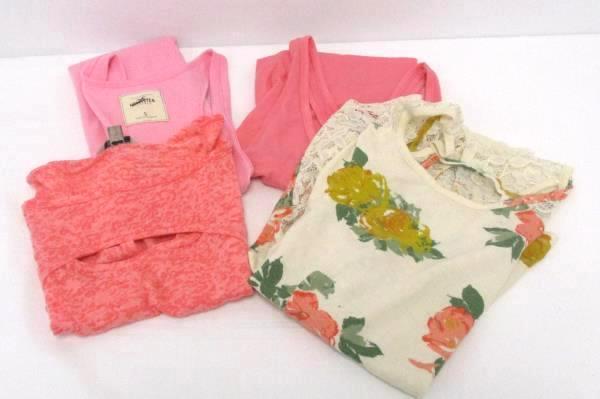 4 Pcs Mixed Lot Women's Size S Pink Tank Tops Crop Mid Riff Sheer Lace Muscle T