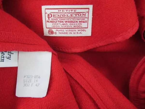 Vintage Pendleton Jacket Coat Virgin Wool Red Silver Buttons Women's Size 14