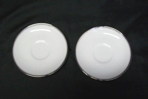 Lot of 2 Vintage Mikasa Tea Saucers Bone China Gothic Platinum White Silver NWT