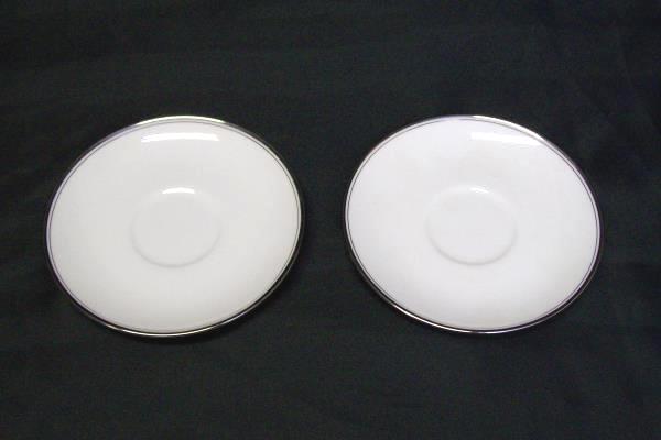 Lot of 2 Vintage Mikasa Tea Saucers Bone China Gothic Platinum White Silver NWT