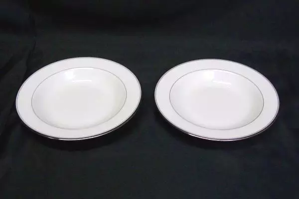 Lot of 2 Vintage Mikasa Tea Saucers Bone China Gothic Platinum White Silver NWT
